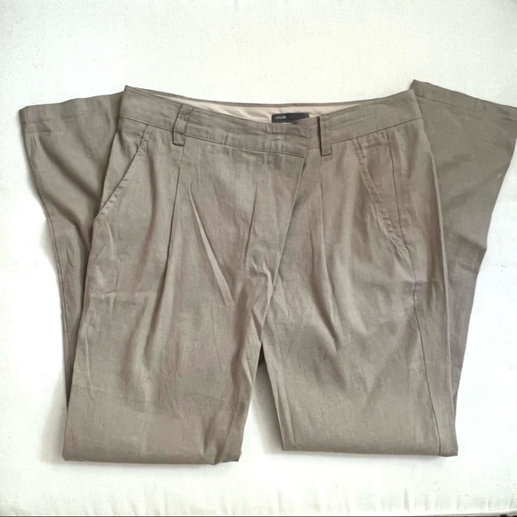 Vince Linen Khaki Straight Leg Professional Pants Size 4 - Picture 10 of 11